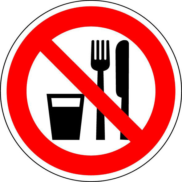 Verbotsschild: Essen und Trinken verboten