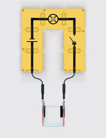 Current flow in liquids - Assembly using connector blocks