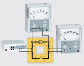 Resistance characteristics of an incandescent lamp - Assembly using connector blocks