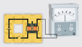 Electromagnetic induction with two coils - Assembly using connector blocks