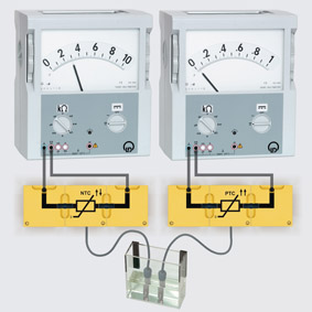 Temperature-dependent NTC and PTC resistors - Assembly using connector blocks and bridging plugs