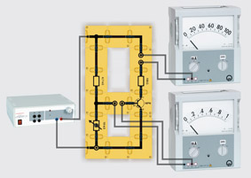 Transfer characteristic of a transistor - Assembly using connector blocks