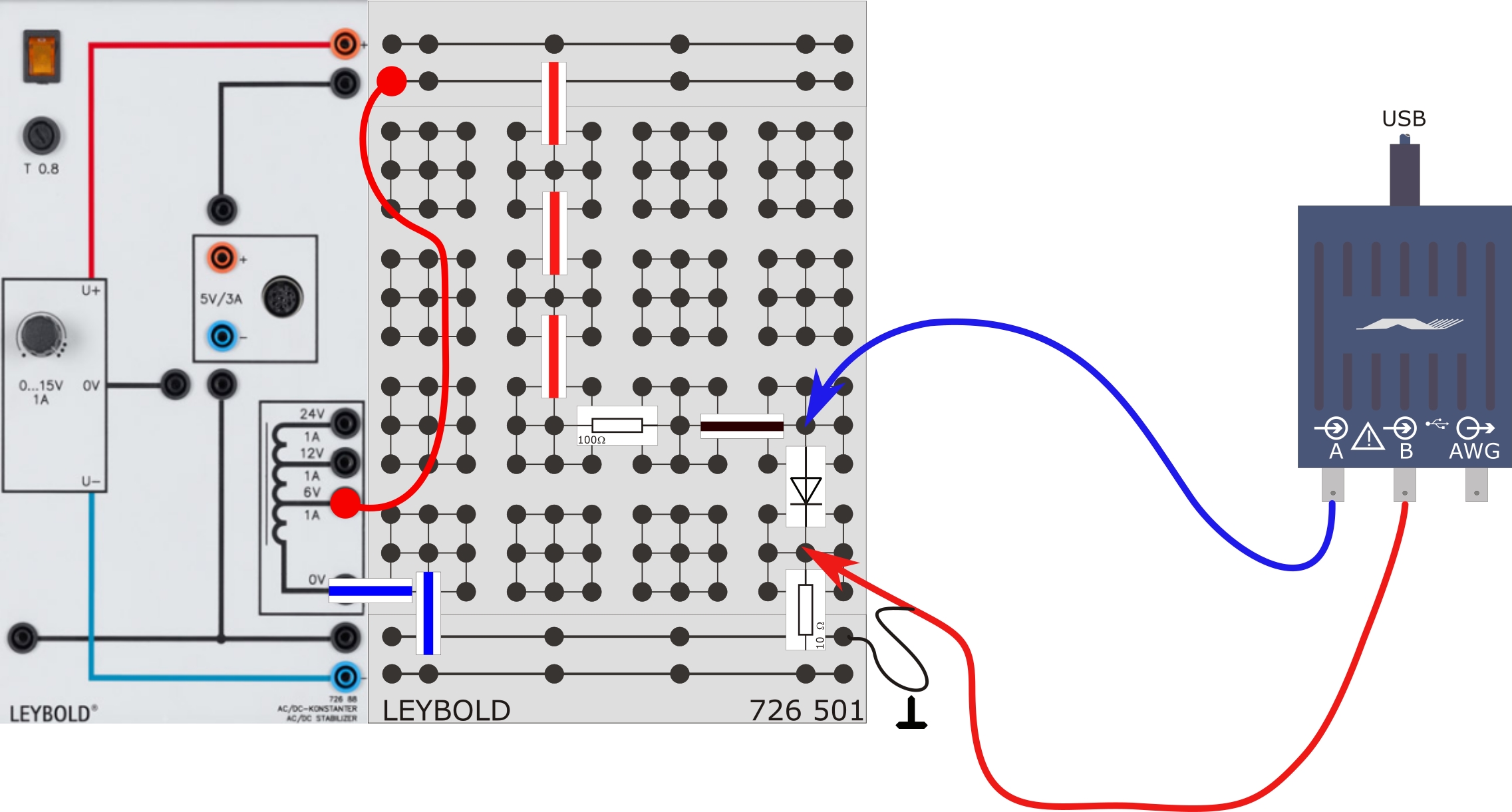 Characteristic of a silicon diode (DSO)