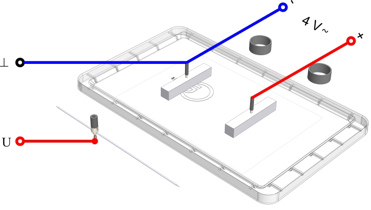 Equipotential lines between identically shaped electrodes - Digital