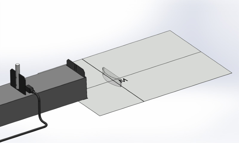 Optical path of a plano-convex lens