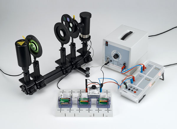 Determining Planck’s constant - Recording the current-voltage characteristics, selection of wavelengths using interference filters on the optical bench